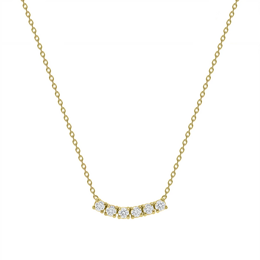 Petite Diamond Curved Necklace in 14K Gold