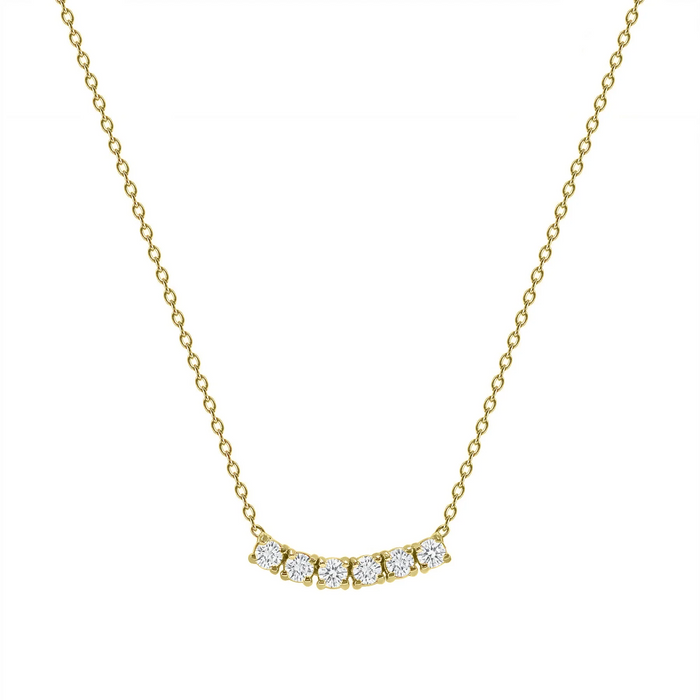 Petite Diamond Curved Necklace in 14K Gold