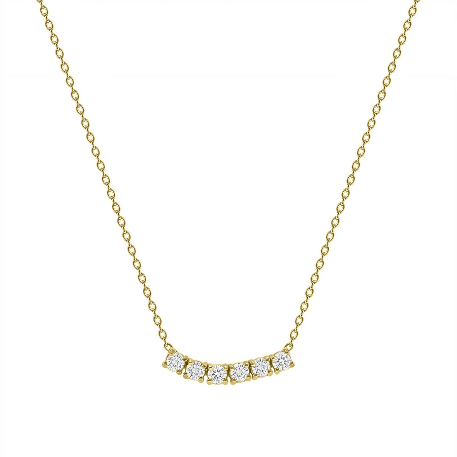 Petite Diamond Curved Necklace in 14K Gold