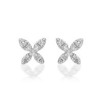 Floral Marquise Diamond Stud Earrings in 14K Yellow Gold
