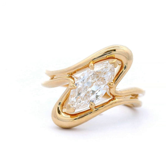 Marquise Flow Diamond Ring in 18K Yellow Gold