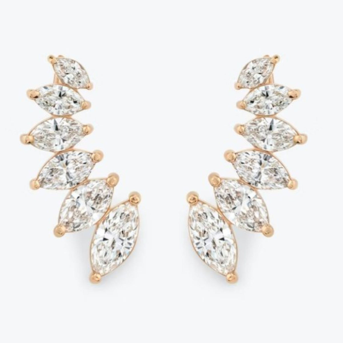 Marquise Diamond Vine Ear Climber Earrings in 18K Yellow Gold