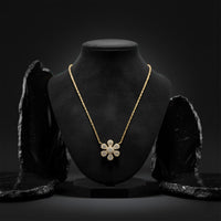 Diamond Flower Necklace in 14K Yellow Gold