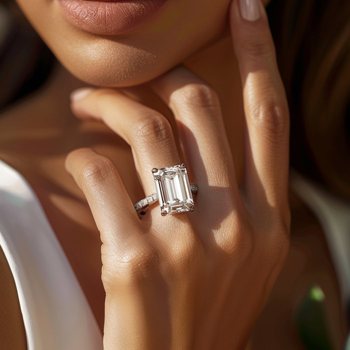 Emerald Cut Solitaire Diamond Ring in 18K Yellow Gold