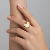 Diamond Polka Dot Heart Ring in 14K Yellow Gold