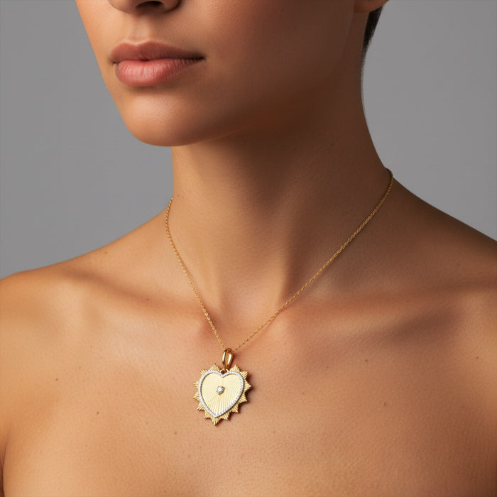 Heart Shape Diamond Pendant Necklace in 14K Yellow Gold