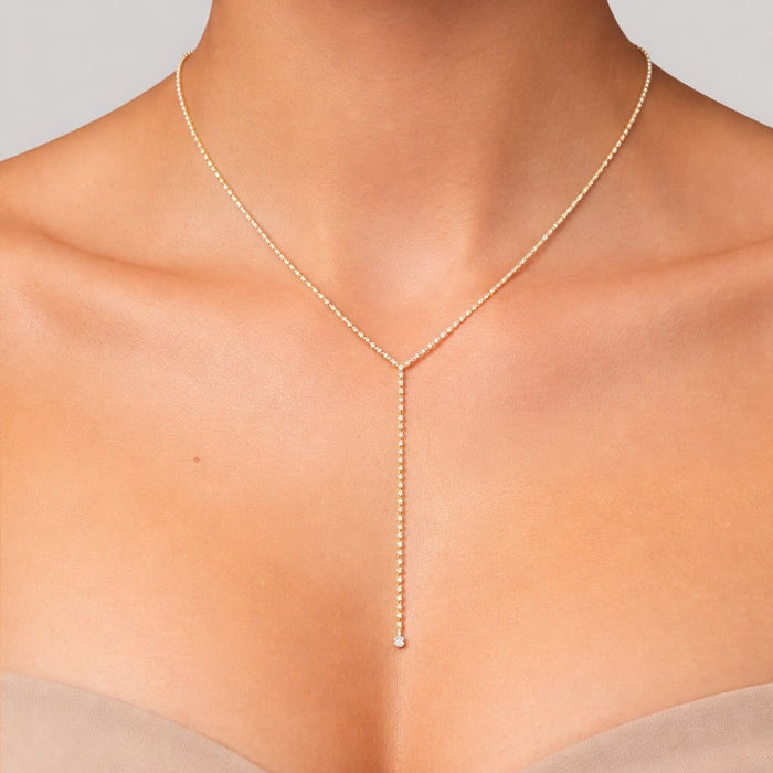 Solace Lariat Diamond Necklace in 14K Yellow Gold