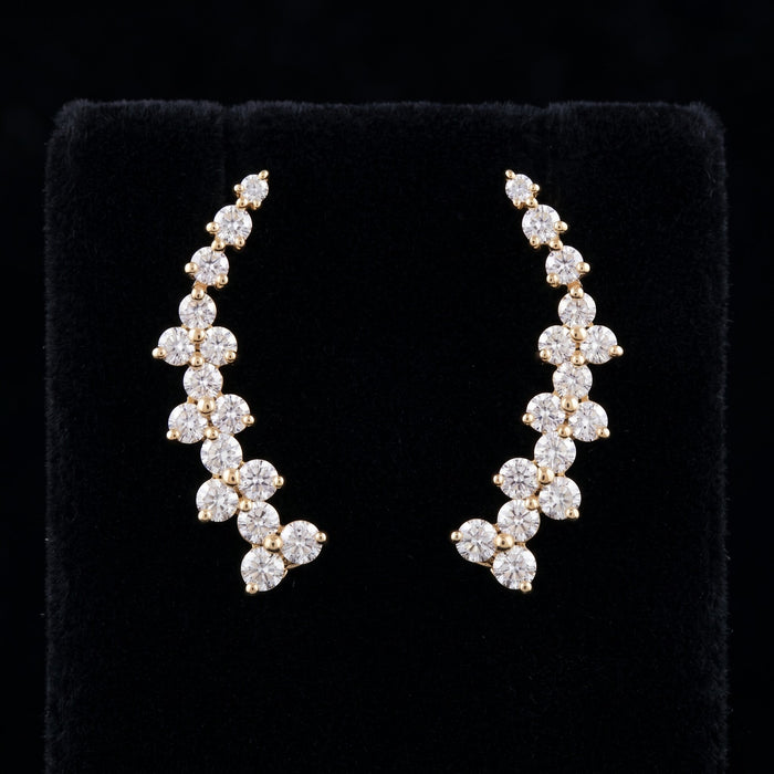 Pure Essence Diamond Climber Earrings in 14K Yellow Gold
