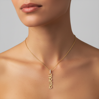 Golden Glamour Textured Letter Mama Necklace in 14K Gold