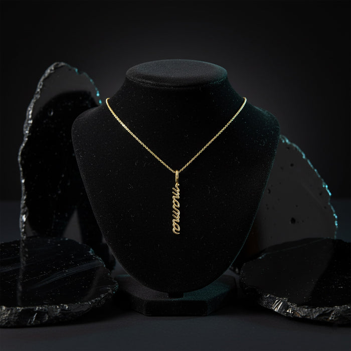 Diamond 30Mm Letter Mama Necklace in 14K Yellow Gold