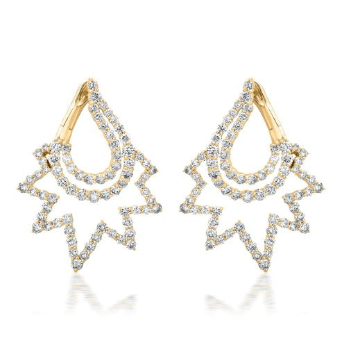 Trail Diamond 14K (or 18k upon request) Yellow Gold Drop Earrings