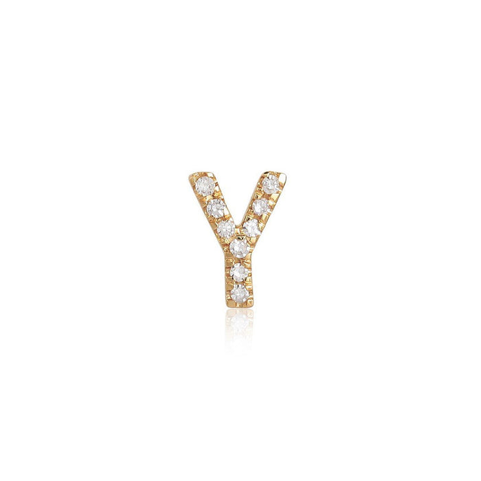 Y Initial Diamond Letter Stud Earrings in 14K Yellow Gold