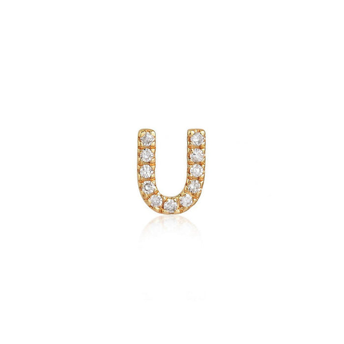 U Initial Diamond Letter Stud Earrings in 14K Yellow Gold