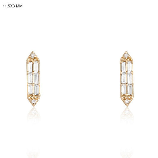 Baguette Tapered Diamond Stud Earrings in 14K Yellow Gold
