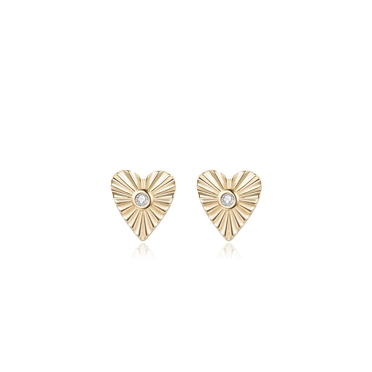 Heart of Light Diamond Earrings in 14K Yellow Gold