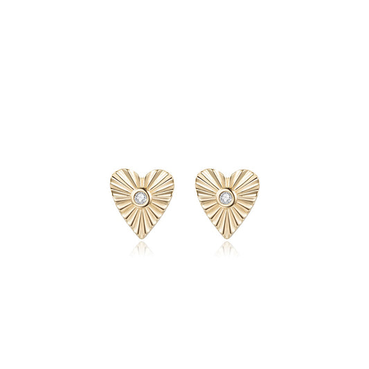 Heart of Light Diamond Earrings in 14K Yellow Gold