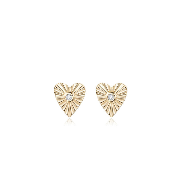 Heart of Light Diamond Earrings in 14K Yellow Gold
