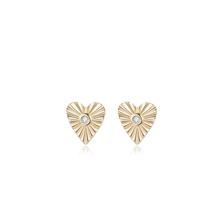 Heart of Light Diamond Earrings in 14K Yellow Gold