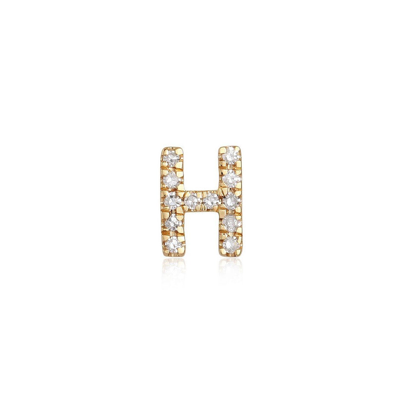 Shine Letter Diamond Stud Earrings in 14K Yellow Gold