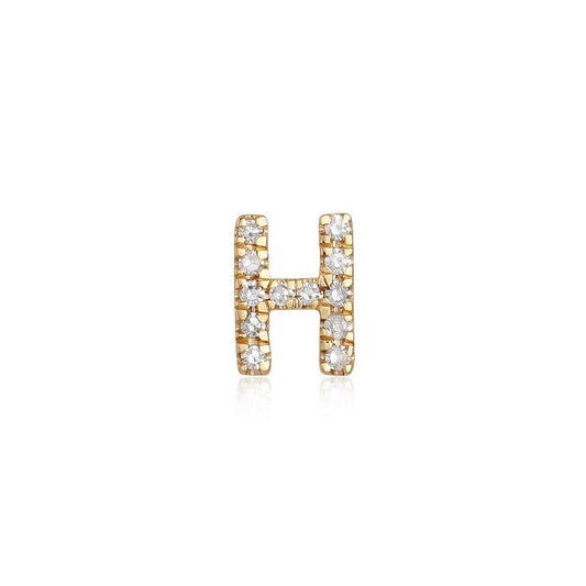 Shine Letter Diamond Stud Earrings in 14K Yellow Gold