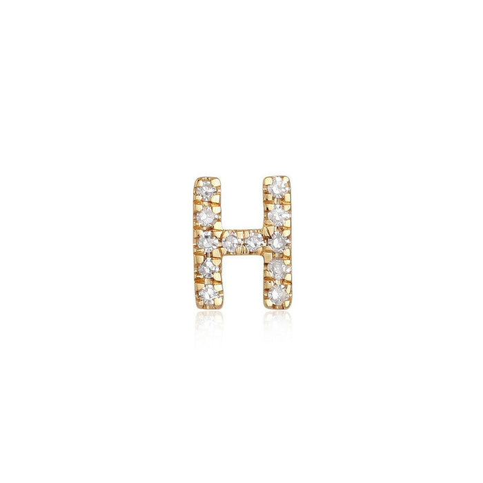 Shine Letter Diamond Stud Earrings in 14K Yellow Gold