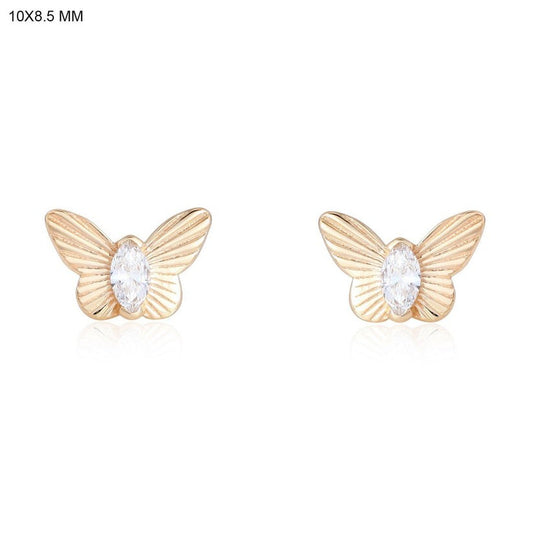 Marquise Butterfly Stud Earrings in 14K Yellow Gold