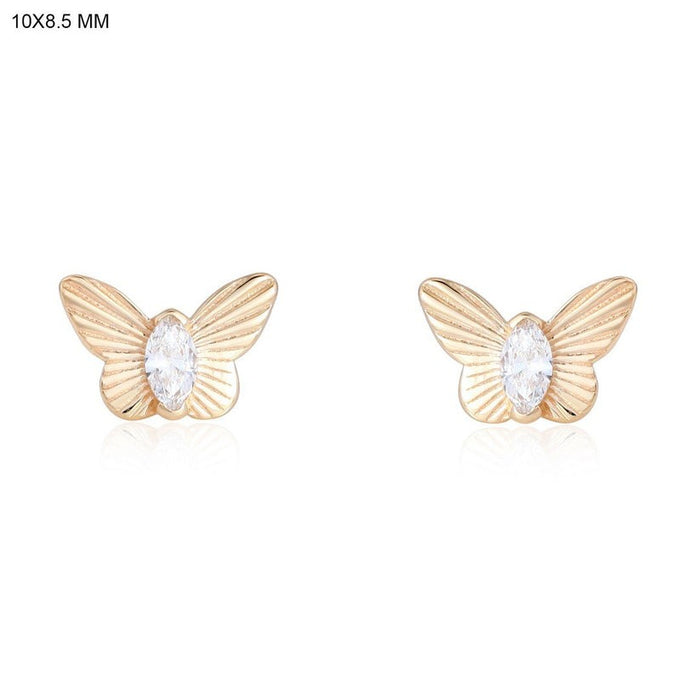 Marquise Butterfly Stud Earrings in 14K Yellow Gold