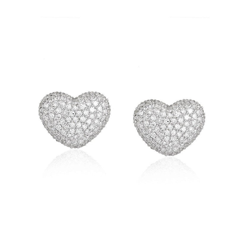 Diamond Heart Shape Stud Earrings in 14K Gold