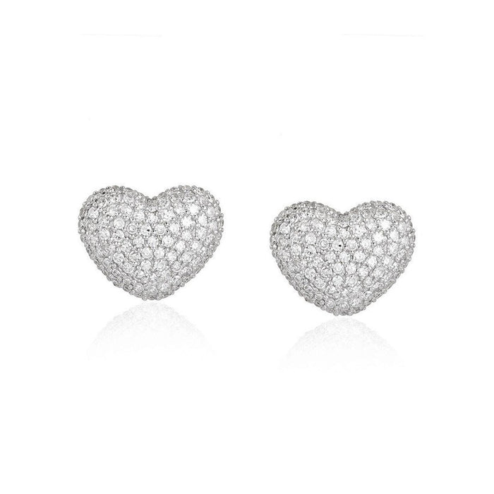 Diamond Heart Shape Stud Earrings in 14K Gold
