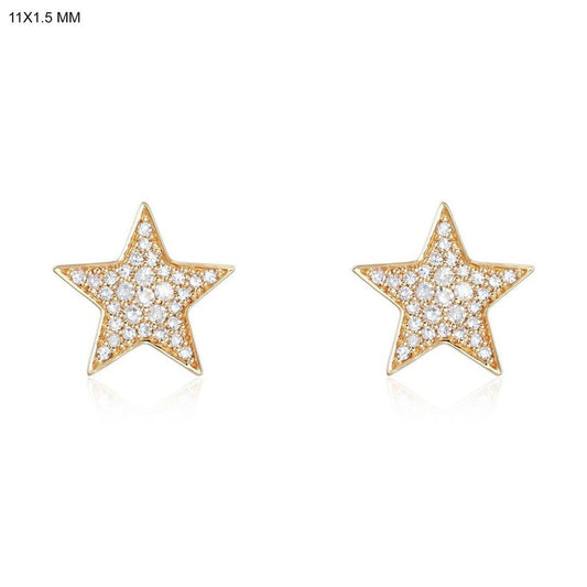 Pristine Diamond Star Stud Earrings in 14K Yellow Gold