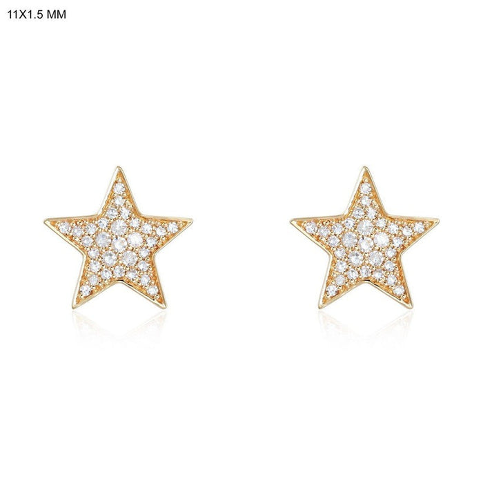 Pristine Diamond Star Stud Earrings in 14K Yellow Gold