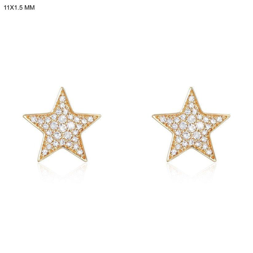 Pristine Diamond Star Stud Earrings in 14K Yellow Gold