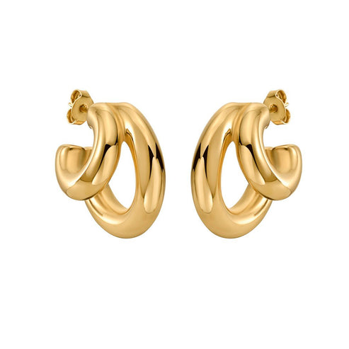 Double Round Hoop Earrings in 14K Yellow Gold