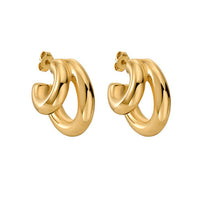Double Round Hoop Earrings in 14K Yellow Gold
