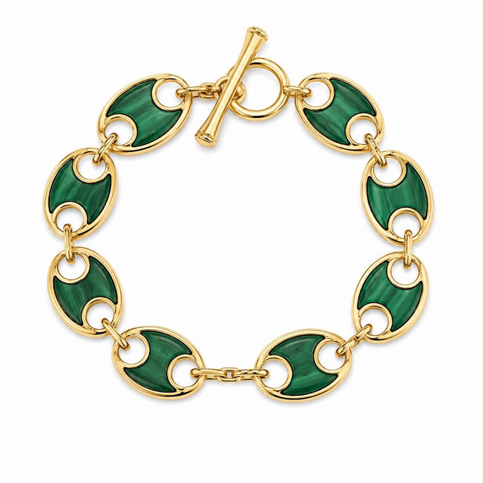 Custom Malachite Link Bracelet in 14K Yellow Gold — Reserved for Nicola B.
