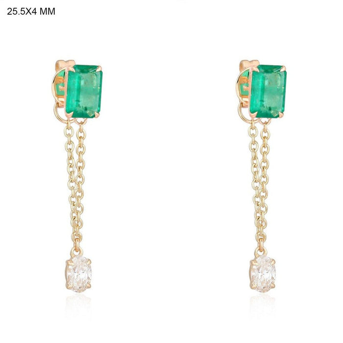 Subtle Elite Green Diamond Drop Earrings in 18K Yellow Gold