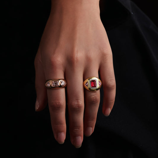 Tri-Stone Morganite Statement Ring in 14K Rose Gold