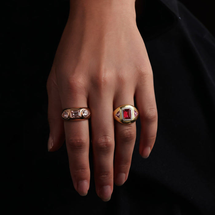 Tri-Stone Morganite Statement Ring in 14K Rose Gold