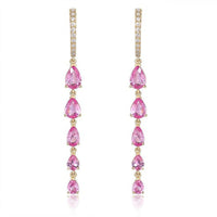 Graduated Pear Cut Emeralds Long Drop Earrings in 14K Gold
