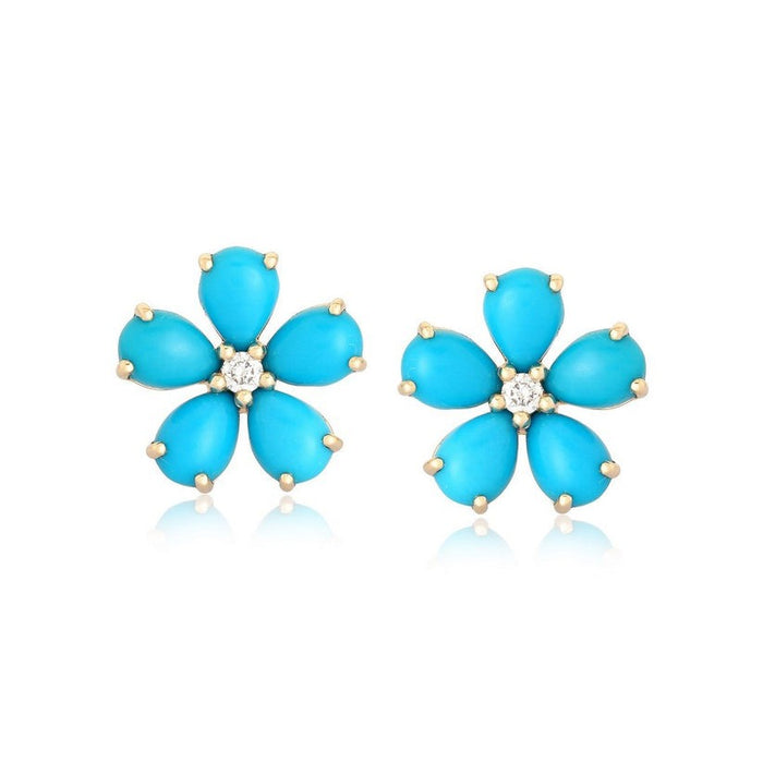 Pink Tourmaline Diamond Stud Earrings in 14K Yellow Gold