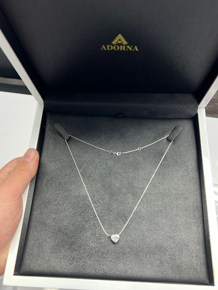 Heart Cut Diamond Solitaire Necklace in 14K Yellow Gold