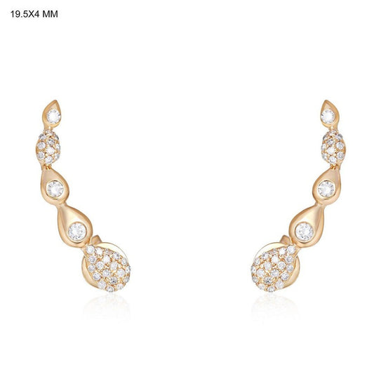 Rise Diamond Climber Earrings in 14K Yellow Gold
