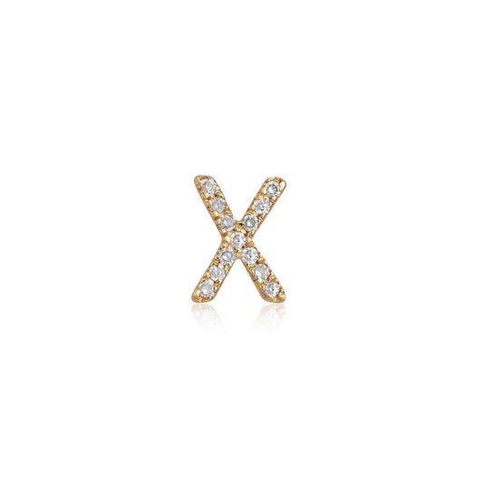 X Initial Diamond Letter Stud Earrings in 14K Yellow Gold