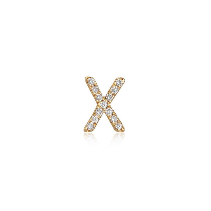 X Initial Diamond Letter Stud Earrings in 14K Yellow Gold