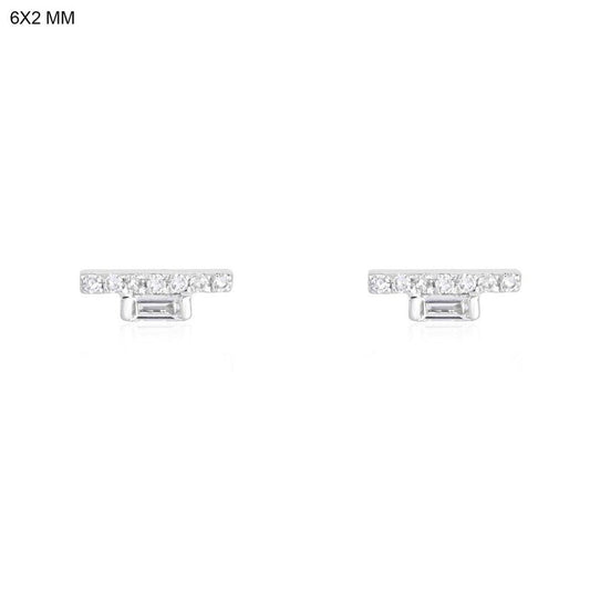 Baroque Baguette Diamond Stud Earrings in 14K Yellow Gold
