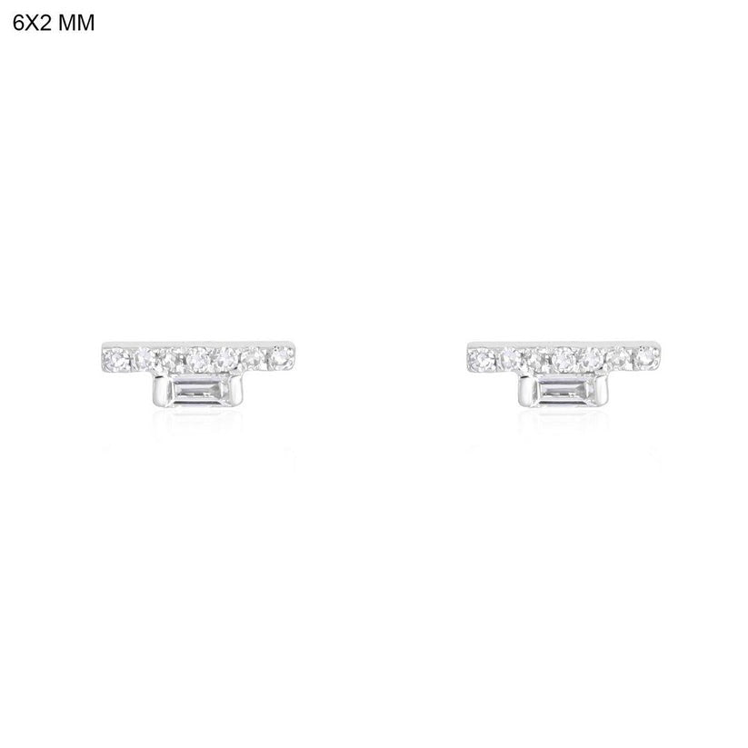 Baroque Baguette Diamond Stud Earrings in 14K Yellow Gold