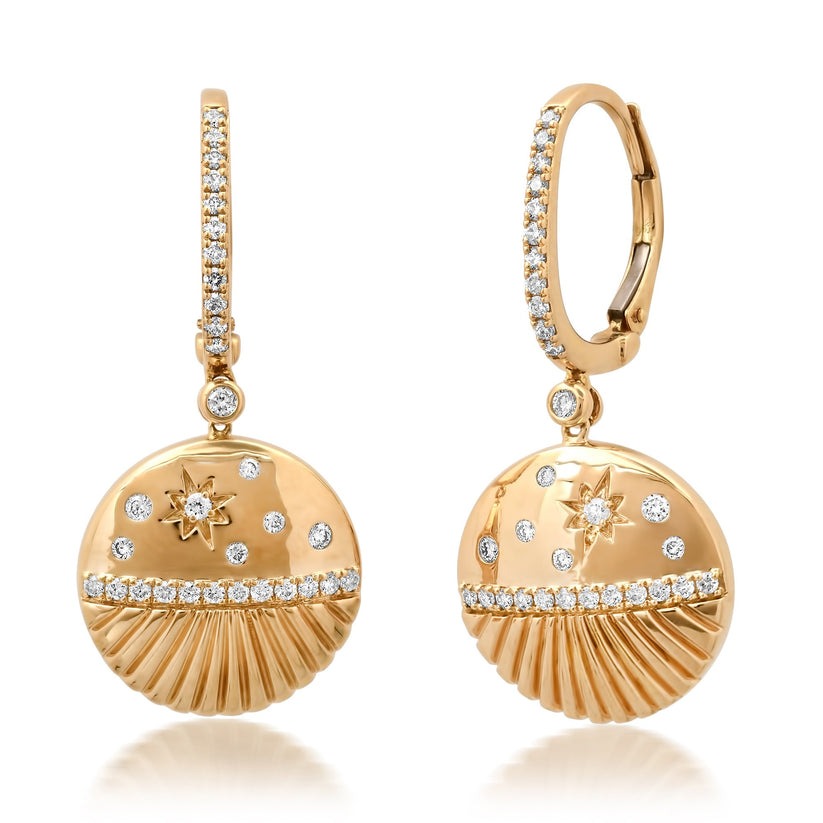 Starburst Shell Drop Earrings in 14K Yellow Gold