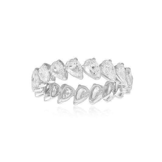 Pear Shaped Diamond Eternity Band Ring in 18K White Gold