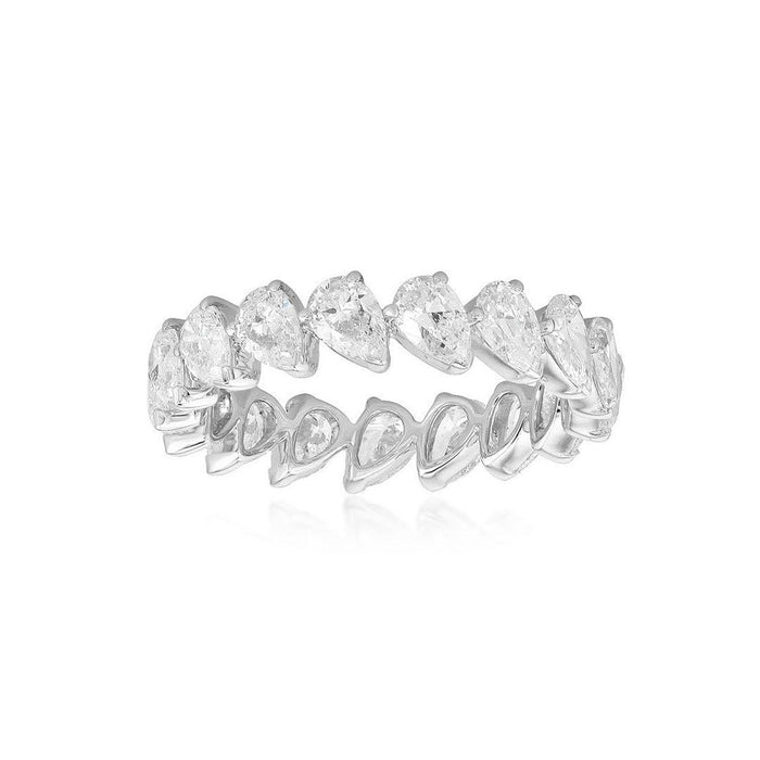 Pear Shaped Diamond Eternity Band Ring in 18K White Gold