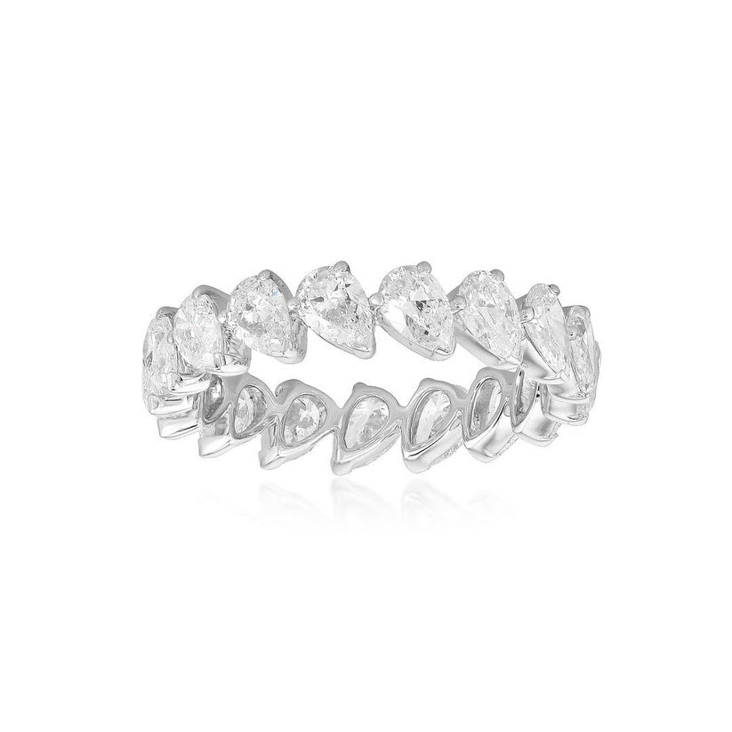 Pear Shaped Diamond Eternity Band Ring in 18K White Gold